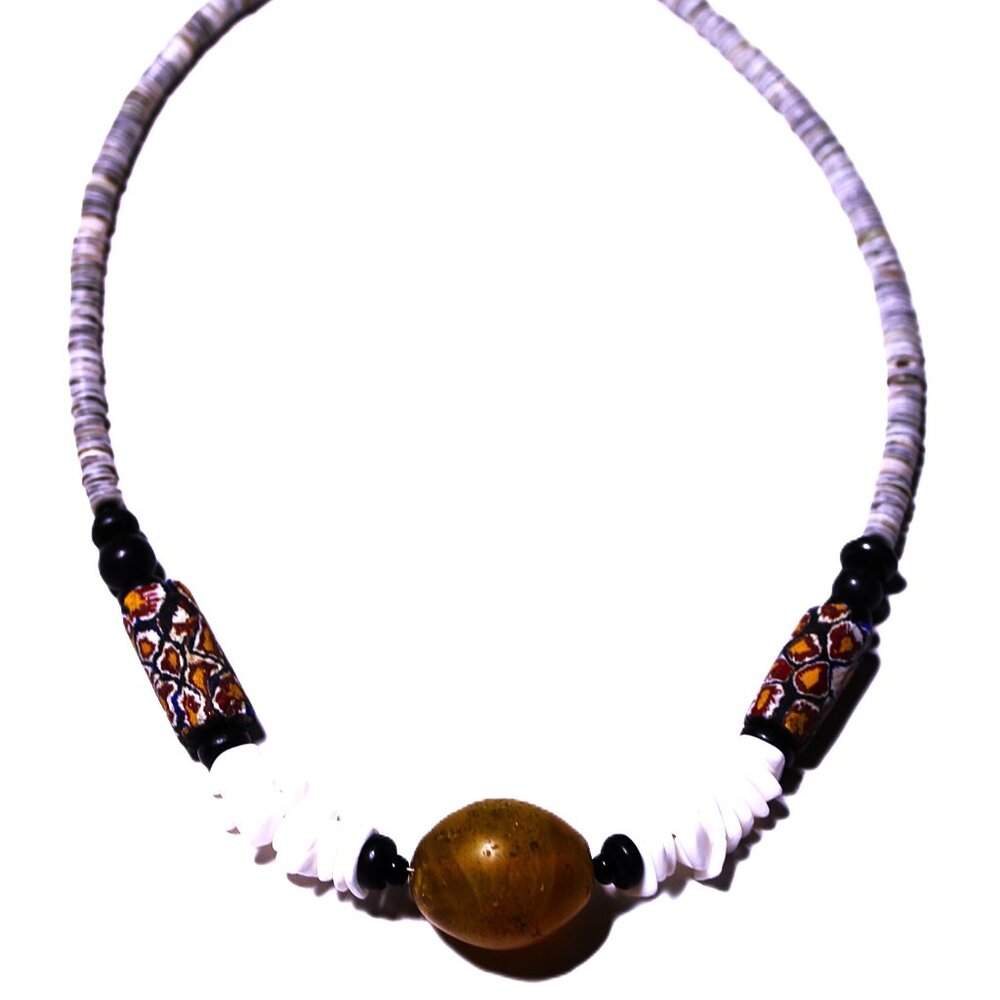 Large Venetian Glass Center and Venetian Cane Beads